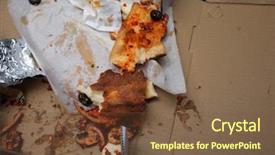  Presentation with outside the box - PPT theme with pizza remnants crust and crumbs background and a tawny brown colored foreground