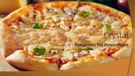  Presentation with restaurant menu pizza - Slide deck featuring pizza restaurant menu - delicious fresh pizza with chicken and pineapple pizza on rustic wooden table with ingredients background and a yellow colored foreground