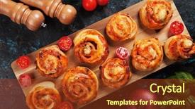  Presentation with mozzarella cheese - PPT layouts featuring pizza rolls with mozzarella cheese background and a tawny brown colored foreground