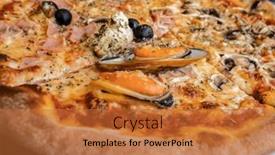  Presentation with served - Presentation theme with pizza-served-at-restaurant-table background and a  colored foreground