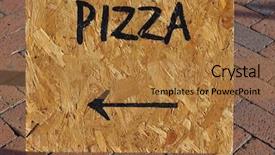  Presentation with blue aged wood sign - PPT theme enhanced with pizza sign with direction arrow background and a  colored foreground