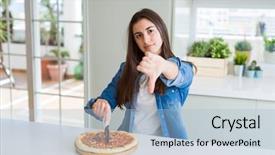 Presentation with cutting heavy metals - Slides featuring pizza slice using a cutter background and a light blue colored foreground