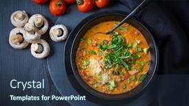  Presentation with mozzarella cheese - Slide set with pizza-soup-making-use background and a tawny brown colored foreground