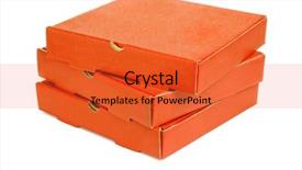  Presentation with stack - Presentation theme having pizza takeaway boxes on white background and a red colored foreground
