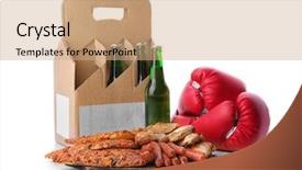  Presentation with pink boxing gloves - Presentation theme having pizza wings - beer with snacks and boxing background and a  colored foreground