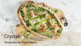  Presentation with asparagus - PPT theme enhanced with pizza with asparagus and bacon background and a  colored foreground