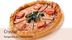  Presentation with pizza - PPT layouts enhanced with pizza with beacon and vegetables background and a yellow colored foreground