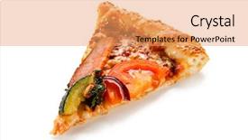  Presentation with pizza - Slide deck featuring pizza with beacon and vegetables background and a  colored foreground