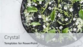  Presentation with caviar - Amazing PPT layouts having pizza-with-black-caviar-top backdrop and a sky blue colored foreground