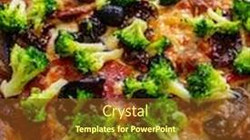  Presentation with black paper - Slide deck with pizza-with-broccoli-and-black background and a tawny brown colored foreground