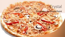  Presentation with pizza - Presentation consisting of pizza with champignons background and a coral colored foreground