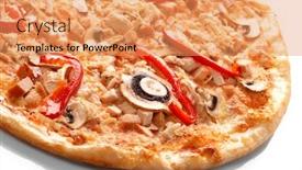  Presentation with pizza - PPT theme with pizza-with-champignons and a  colored foreground