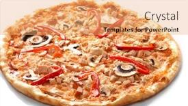  Presentation with pizza - Audience pleasing slides consisting of pizza with champignons backdrop and a coral colored foreground