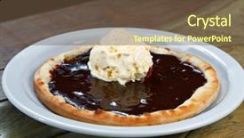  Presentation with chocolate ice cream - Colorful presentation design enhanced with pizza with chocolate with ice backdrop and a tawny brown colored foreground