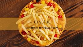  Presentation with french fries - Theme featuring pizza-with-french-fries background and a gold colored foreground
