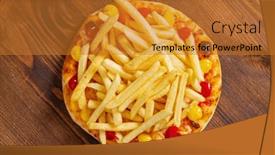  Presentation with french fries - Slide set with pizza-with-french-fries background and a gold colored foreground