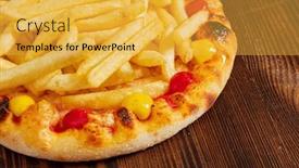  Presentation with french fries - PPT theme consisting of pizza-with-french-fries background and a yellow colored foreground
