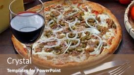  Presentation with olive green - Presentation theme consisting of pizza with green olive tuna and onion background and a coral colored foreground