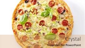  Presentation with italy food - Amazing slides having pizza-with-marbled-beef-ham backdrop and a yellow colored foreground