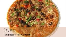  Presentation with pizza - Colorful theme enhanced with pizza-with-morel-mushrooms backdrop and a gold colored foreground