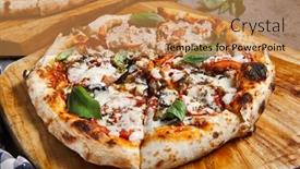  Presentation with tomato - Theme with pizza-with-mushroom-and-tomato background and a gold colored foreground