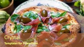  Presentation with pizza - PPT theme with pizza-with-parma-ham-figs background and a red colored foreground
