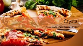  Presentation with pepper - Presentation consisting of pizza with pepper salami background and a gold colored foreground