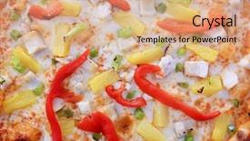  Presentation with hawaiian - Theme consisting of pizza with pineapple bell pepper background and a coral colored foreground