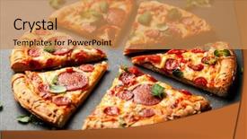  Presentation with chorizo - Cool new slides with pizza with salami and chorizo backdrop and a coral colored foreground