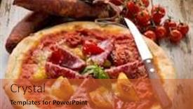  Presentation with pepper - PPT theme with pizza-with-salami-and-pepper background and a red colored foreground
