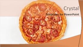  Presentation with pizza - Presentation with pizza-with-salami-on-whtie background and a gold colored foreground