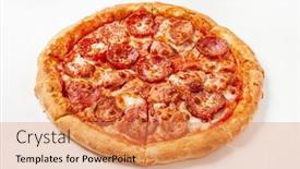  Presentation with pizza - Presentation enhanced with pizza-with-salami-on-whtie background and a coral colored foreground