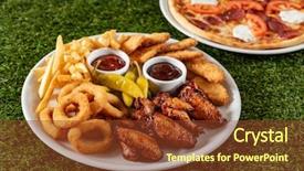  Presentation with pizza and wine - Slide deck featuring pizza with salami background and a  colored foreground