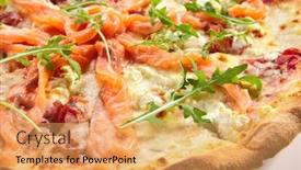  Presentation with white cheese - Beautiful theme featuring pizza-with-salmon-cream-cheese backdrop and a yellow colored foreground