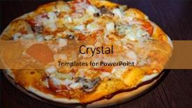  Presentation with classic homemade tomato sauce - Theme having pizza with seafood in tomato background and a  colored foreground