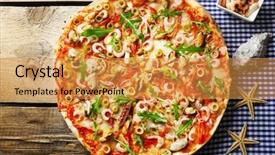  Presentation with seafood - Slides having pizza-with-seafood-red-pepper background and a gold colored foreground