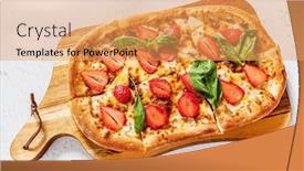  Presentation with phyto essential basil aroma oil - Presentation design featuring pizza-with-strawberries-and-basil background and a yellow colored foreground