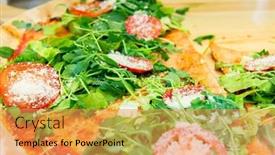  Presentation with italy food - Presentation theme consisting of pizza-with-tomatoes-cheese background and a  colored foreground