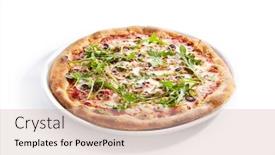  Presentation with fish tuna - Presentation design having pizza-with-tuna-black-olives background and a soft green colored foreground