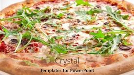  Presentation with fish tuna - Cool new presentation theme with pizza-with-tuna-black-olives backdrop and a coral colored foreground