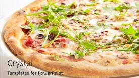  Presentation with tuna fish - Amazing slides having pizza-with-tuna-black-olives backdrop and a coral colored foreground