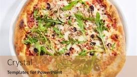  Presentation with tuna fish - Slides with pizza-with-tuna-black-olives background and a gold colored foreground