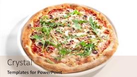  Presentation with fish tuna - Amazing slides having pizza-with-tuna-black-olives backdrop and a coral colored foreground