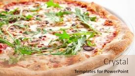  Presentation with tuna fish - PPT layouts enhanced with pizza-with-tuna-black-olives background and a coral colored foreground