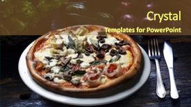  Presentation with pizza - Theme consisting of pizza background and a tawny brown colored foreground