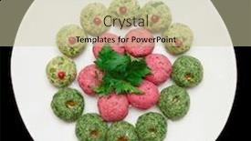  Presentation with appetizer - Beautiful slide deck featuring pkhali-appetizer-on-uneven-hand backdrop and a soft green colored foreground