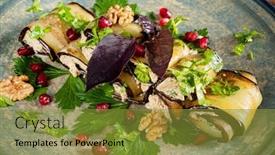  Presentation with eggplant - Presentation theme with pkhali-georgian-dish-made background and a gold colored foreground