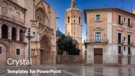  Presentation with dawn - PPT theme having placa-de-la-verge-square background and a violet colored foreground