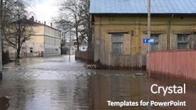  Presentation with flooding - Colorful PPT layouts enhanced with refuge place - it's flooding down in riga backdrop and a tawny brown colored foreground