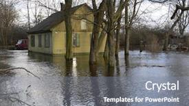  Presentation with flooding - Presentation design having refuge place - it's flooding down in riga background and a gray colored foreground